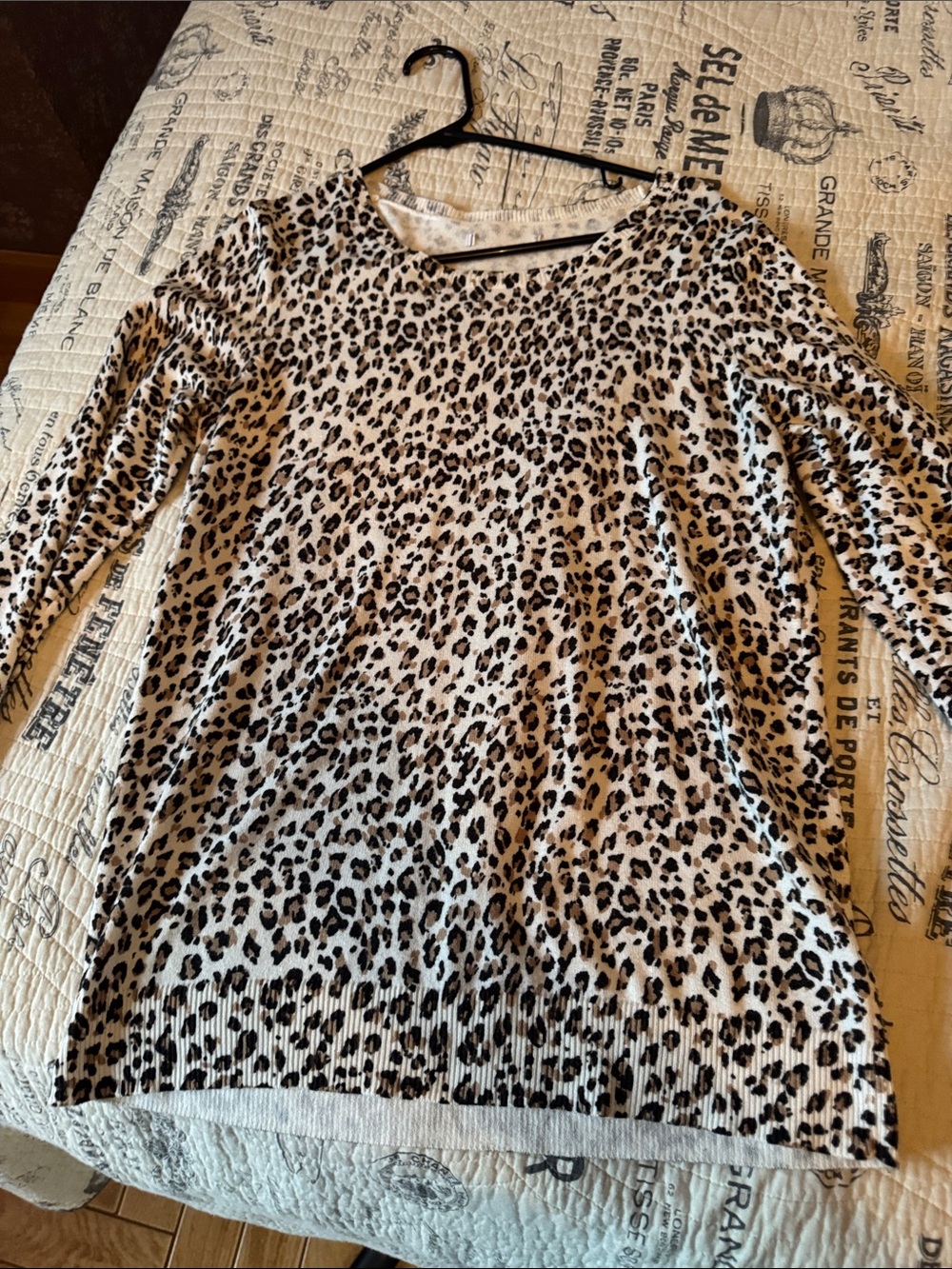 Source Unknown Leopard Print Long Sleeve Top - Beige & Black